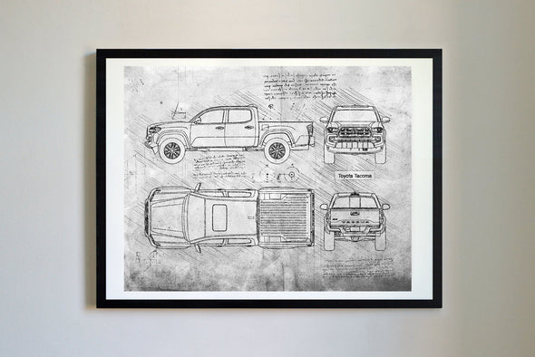 Toyota Tacoma Double Cab (2015-Present) da Vinci Sketch Art Print (#834)