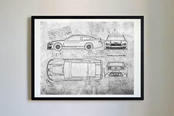 Ford Mustang NASCAR (2019) da Vinci Sketch Art Print (#763)