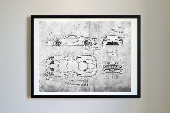Ford GT (2017-Present) da Vinci Sketch Art Print (#832)