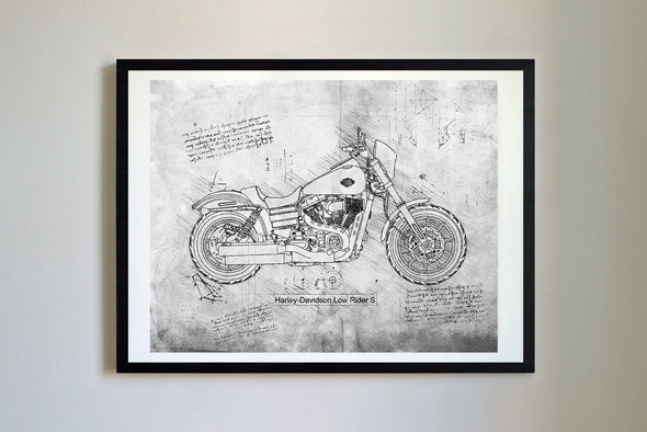 Harley-Davidson Low Rider S (2017) da Vinci Sketch Art Print (#789)