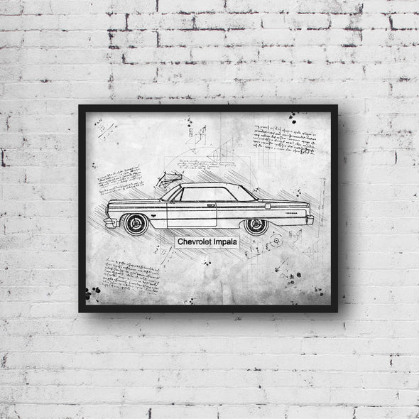 Chevrolet Impala (1964-70) da Vinci Sketch Art Print (#842)
