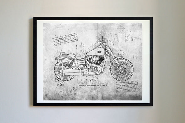 Harley-Davidson Low Rider S (2017) da Vinci Sketch Art Print (#789)