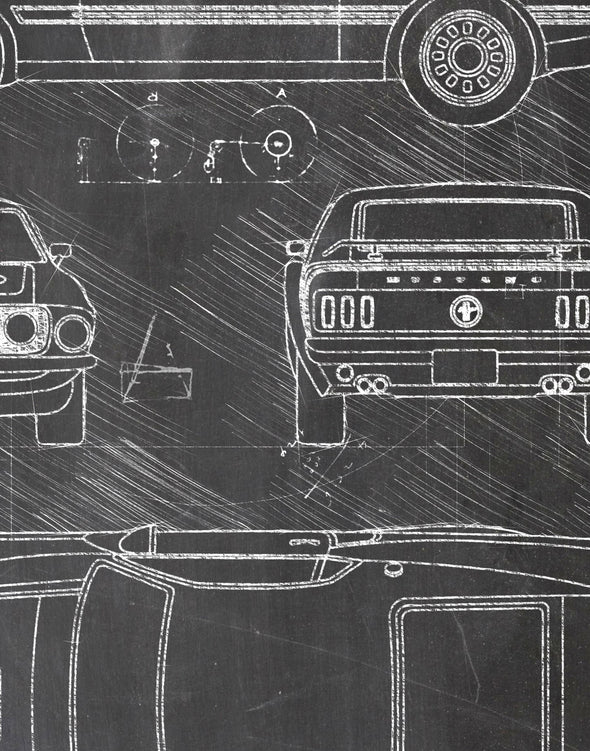 Ford Mustang Mach 1 (1969) da Vinci Sketch Art Print (#582)