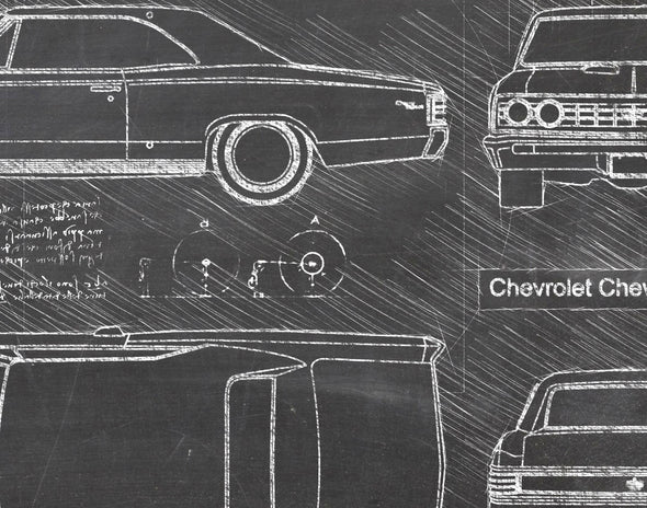 Chevrolet Chevelle SS 396 (1966-67) da Vinci Sketch Art Print (#792)