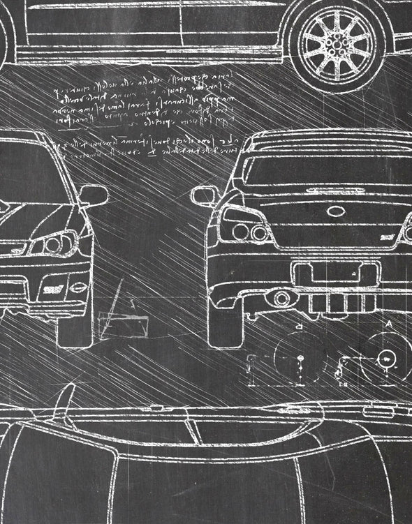 Subaru Impreza WRX STi (2005-07) da Vinci Sketch Art Print (#600)