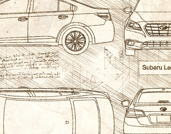 Subaru Legacy (2015-Present) da Vinci Sketch Art Print (#638)