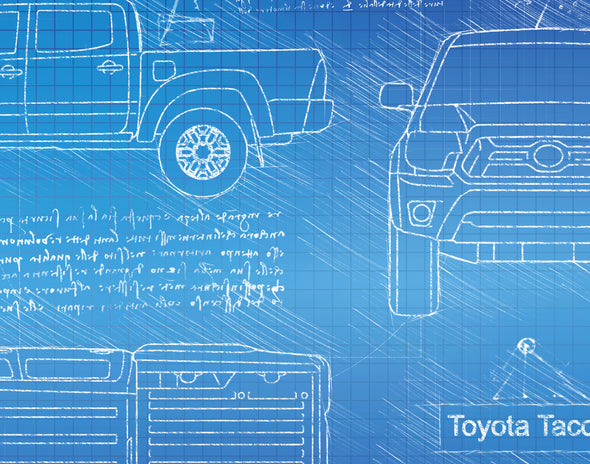 Toyota Tacoma Double Cab (2004-15) da Vinci Sketch Art Print (#586)