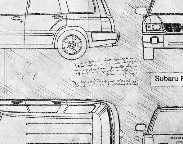 Subaru Forester (1997-02) da Vinci Sketch Art Print (#780)