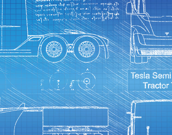 Tesla Semi DayCab Tractor Truck (2018) da Vinci Sketch Art Print (#807)