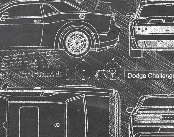Dodge Challenger SRT Hellcat (2018-Present) da Vinci Sketch Art Print (#612)