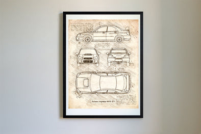 Subaru Impreza WRX STi (2004-06) da Vinci Sketch Art Print (#585)