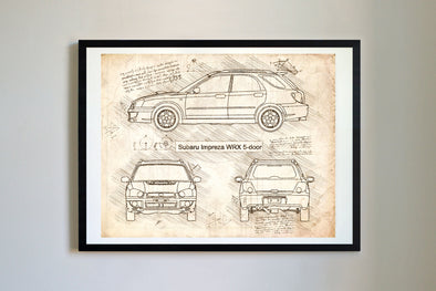 Subaru Impreza WRX 5-Door (2004-05) da Vinci Sketch Art Print (#381)