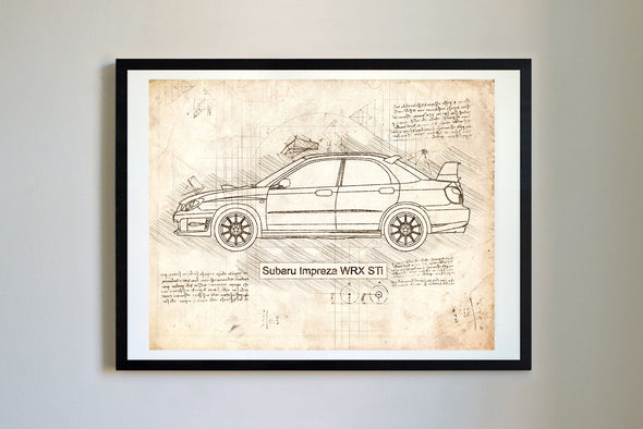 Subaru Impreza WRX STi (2005-07) da Vinci Sketch Art Print (#551)