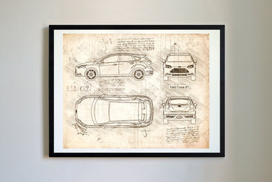 Ford Focus ST (2012-15) da Vinci Sketch Art Print (#349)