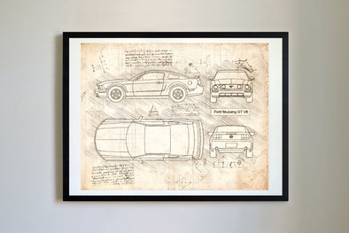 Ford Mustang GT V8 (2005-10) da Vinci Sketch Art Print (#411)