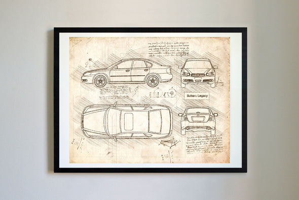 Subaru Legacy Sedan (2003-09) da Vinci Sketch Art Print (#685)