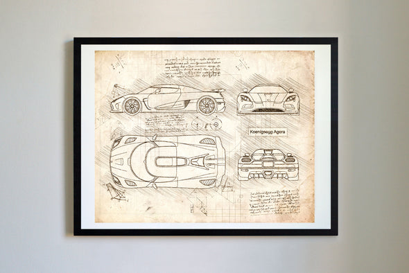 Koenigsegg Agera (2011) da Vinci Sketch Art Print (#218)
