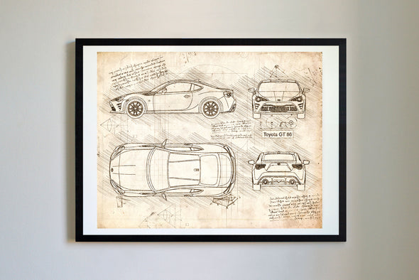 Toyota GT86 (2013-Present) da Vinci Sketch Art Print (#181)