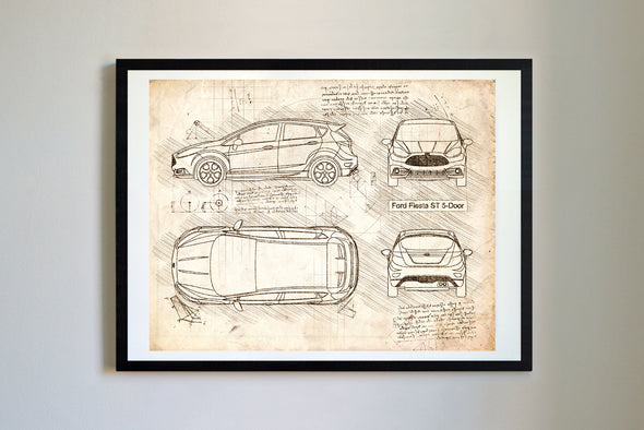 Ford Fiesta ST 5-Door (2015-17) da Vinci Sketch Art Print (#546)