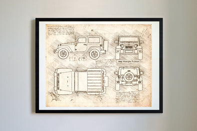 Jeep Wrangler Rubicon (2010) da Vinci Sketch Art Print (#254)