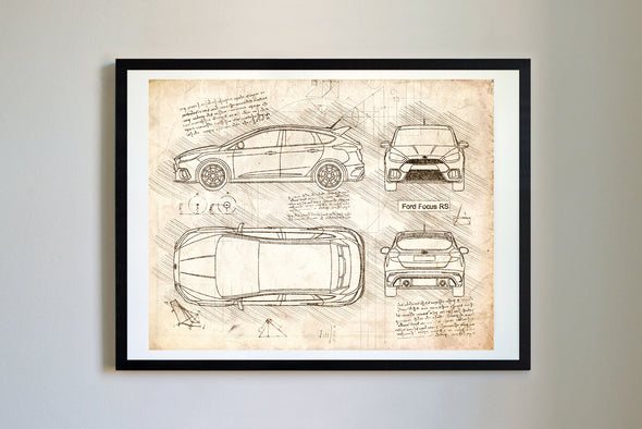 Ford Focus RS (2016-Present) da Vinci Sketch Art Print (#829)