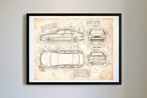 Volvo S60R (2003-08) da Vinci Sketch Art Print (#229)