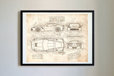 Chevrolet Corvette C7 Stingray (2013) da Vinci Sketch Art Print (#250)