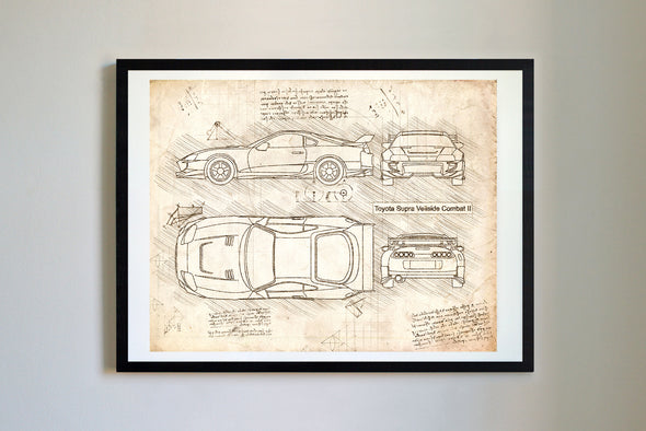 Toyota Supra Veilside Combat II (1995) da Vinci Sketch Art Print (#228)