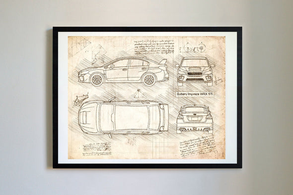 Subaru WRX STi (2015-18) da Vinci Sketch Art Print (#223)