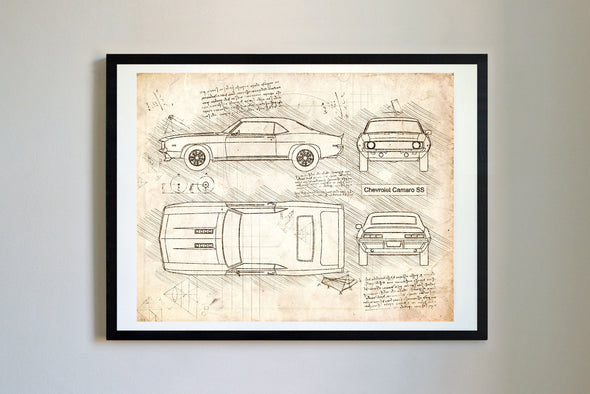 Chevrolet Camaro SS (1969) da Vinci Sketch Art Print (#414)