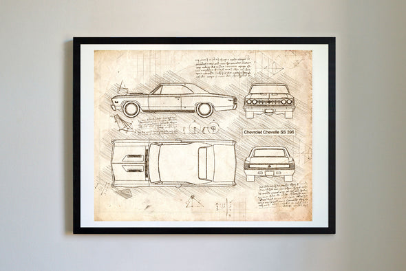 Chevrolet Chevelle SS 396 (1966-67) da Vinci Sketch Art Print (#792)