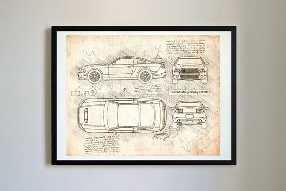 Ford Mustang Shelby GT500 (2010-14) da Vinci Sketch Art Print (#559)