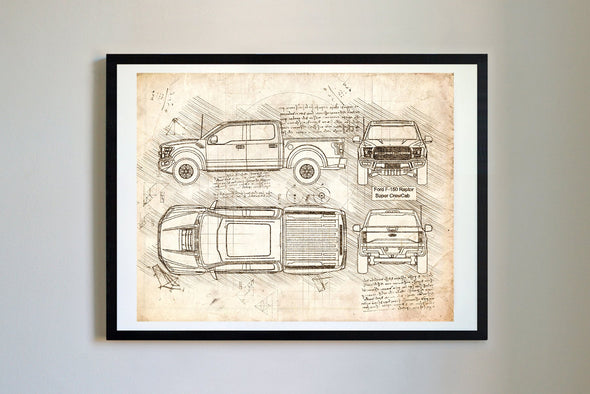 Ford F-150 Raptor Super CrewCab (2016) da Vinci Sketch Art Print (#543)