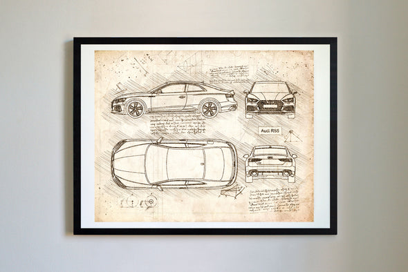 Audi RS5 (2017-Present) da Vinci Sketch Art Print (#765)