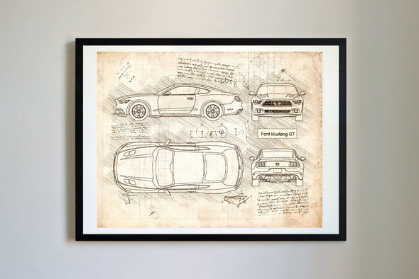 Ford Mustang GT (2015-17) da Vinci Sketch Art Print (#400)