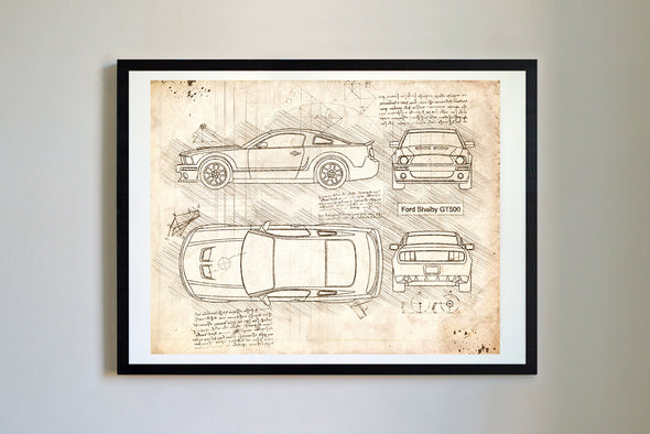 Ford Mustang Shelby GT500 (2007) da Vinci Sketch Art Print (#535)
