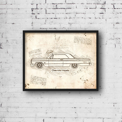 Chevrolet Impala (1964-70) da Vinci Sketch Art Print (#842)