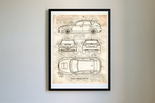 Subaru Impreza WRX STi (2009) da Vinci Sketch Art Print (#607)