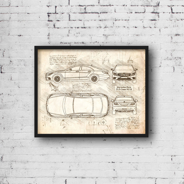 Mercedes-Benz CLS W218 (2014-18) da Vinci Sketch Art Print (#841)