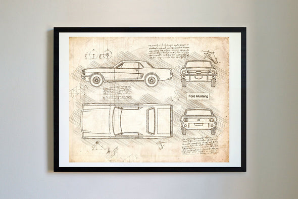 Ford Mustang (1964-66) da Vinci Sketch Art Print (#517)