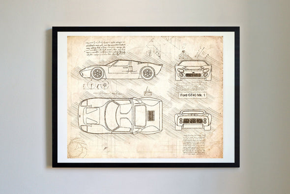 Ford GT40 Mk. 1 (1964-66) da Vinci Sketch Art Print (#833)