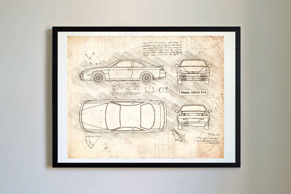 Nissan 240SX S14 (1995-98) da Vinci Sketch Art Print (#831)