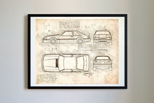 Ford Mustang (1987-93) da Vinci Sketch Art Print (#333)