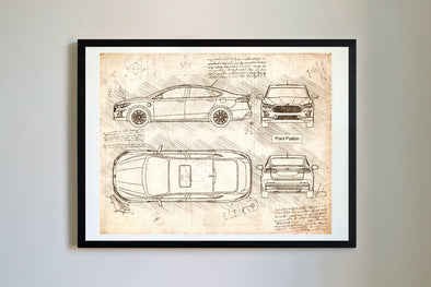 Ford Fusion (2018-Present) da Vinci Sketch Art Print (#722)