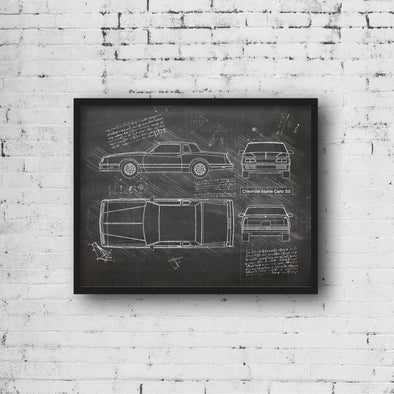 Chevrolet Monte Carlo SS (1981-88) da Vinci Sketch Art Print (#943)