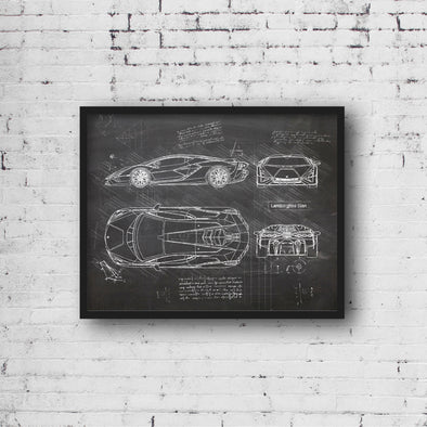Lamborghini Sian FKP 37 (2019-Present) da Vinci Sketch Art Print (#986)