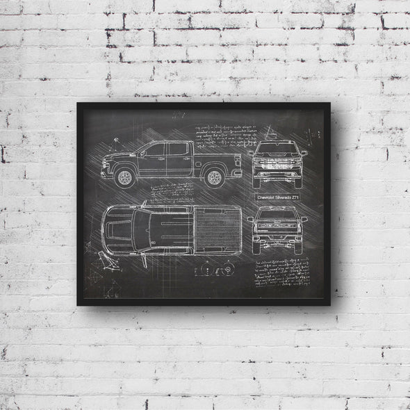 Chevrolet Silverado Z71 (2019-Present) da Vinci Sketch Art Print (#971)