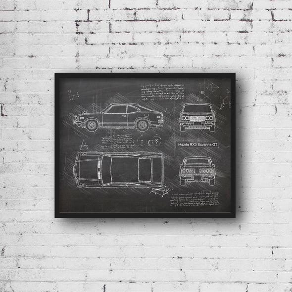 Mazda RX3 Savanna GT (1971-78) da Vinci Sketch Art Print (#880)