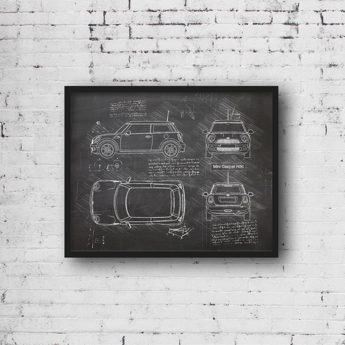 Mini Cooper R56 (2007-13) da Vinci Sketch Art Print | DolanPaperCo