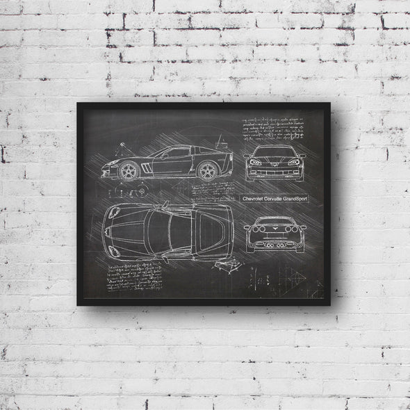 Chevrolet Corvette GrandSport (2010-13) da Vinci Sketch Art Print (#885)